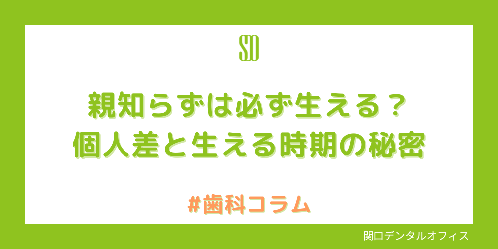 親知らずは必ず生える?個人差と生える時期の秘密|関口デンタルオフィス埼玉